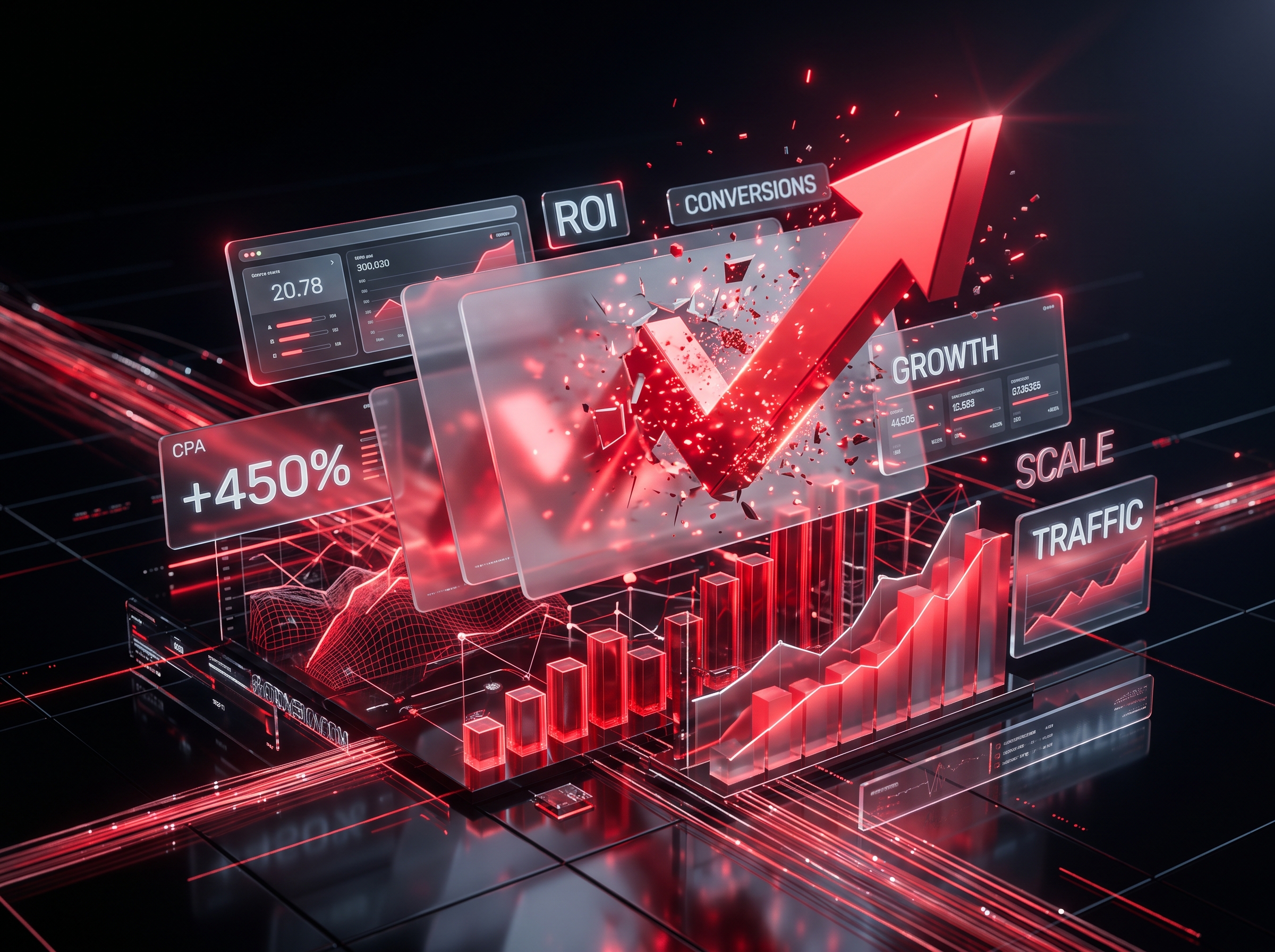 Digital marketing: analytics dashboards, campaigns and growth metrics